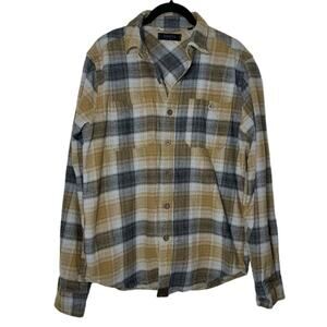 DKOTA GRIZZLY Men's Grant Flannel Shirt Size Medium Plaid yellow gray white